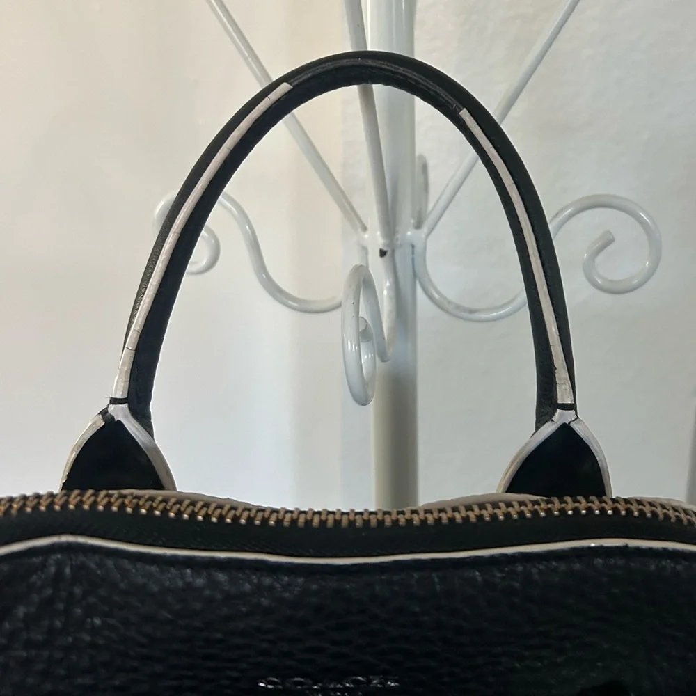 Coach Bleecker Mini Preston Black White Edgepaint Leather Satchel Bag 30344 - Picture 6 of 15